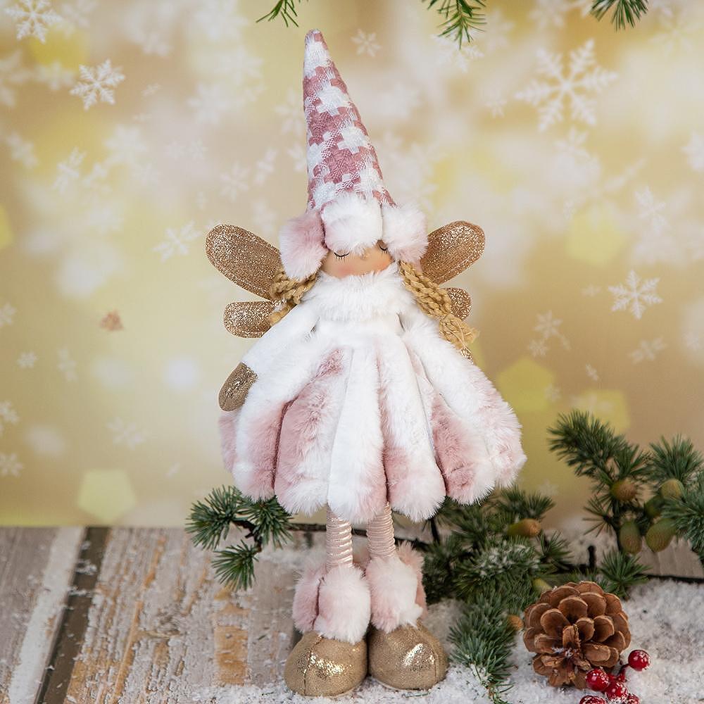Коледна декорация - Ангел в розово   