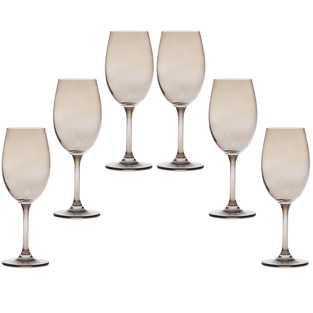Комплект  6 чаши за вино бежаво-сиви  250 мл - Силвия
