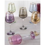 Комплект 6 бр чаши за вино 300 мл - Цветно стъкло