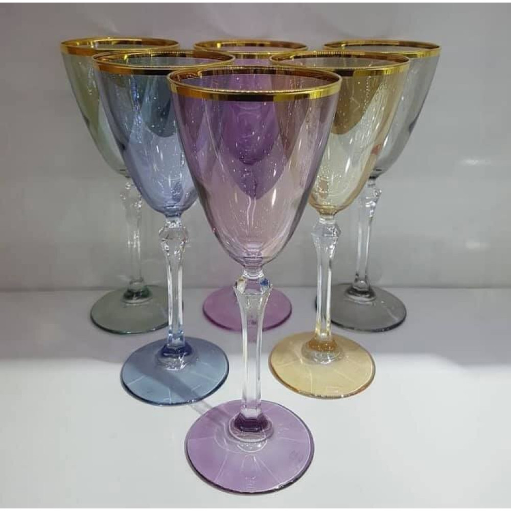 Комплект 6 бр чаши за вино 200 мл - Цветно стъкло